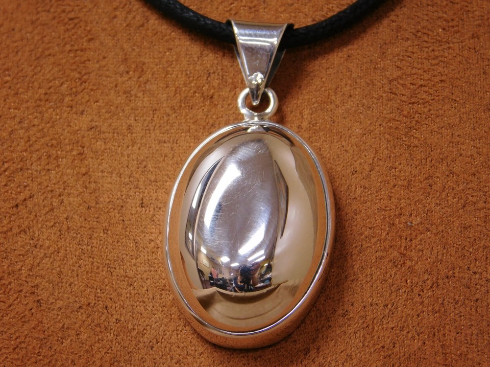 Sterling Silver Dome Pendant on a Black Chord