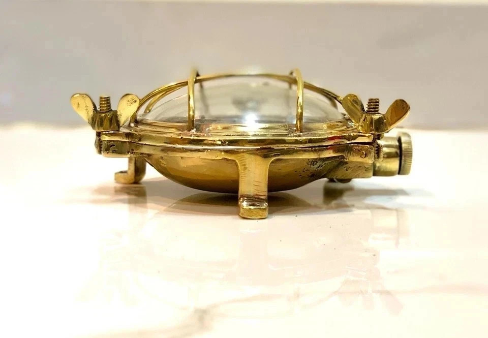 Antique Nautical Maritime Ship Solid Brass Passageway Ceiling/Deck light 3pc