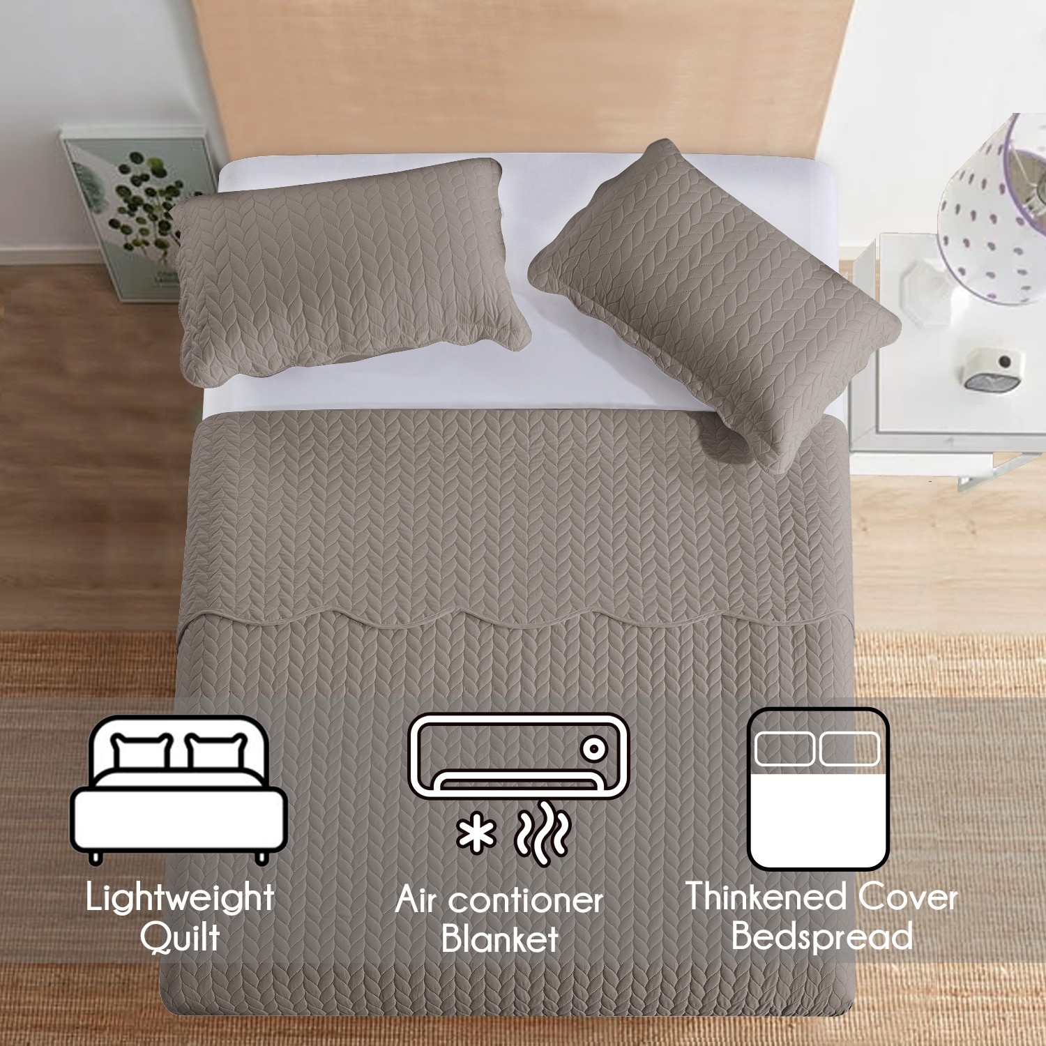 California King Bedspread Quilt Sets Soft Oversized Comforter Coverlet Throw US