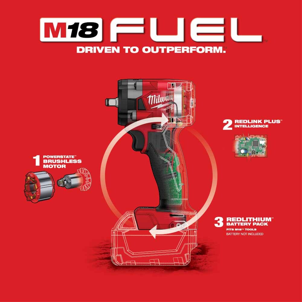 Milwaukee 2854-20 M18 FUEL 3/8" Compact Impact Wrench, Certified Refurbished