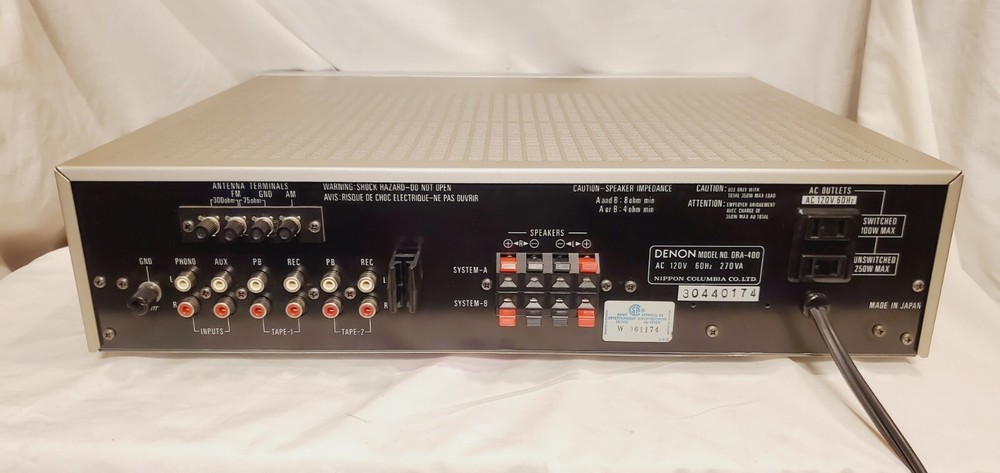 Denon DRA-400 Precision Audio Component Tuner Amplifier, TESTED, WORKS GREAT