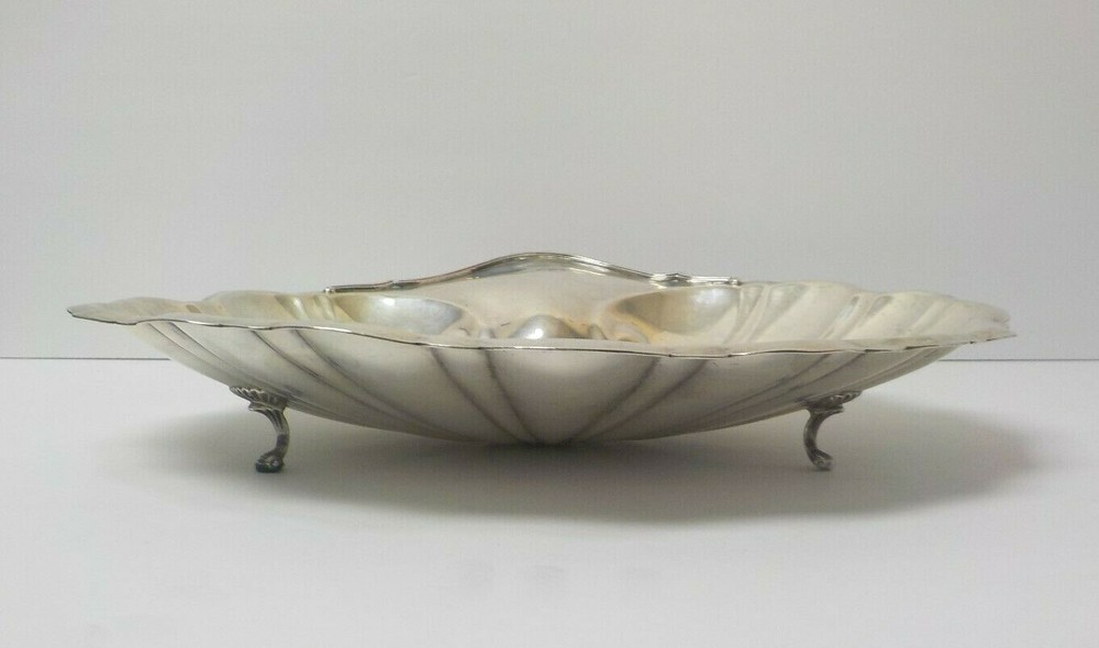Reed & Barton Sterling Silver 12" Footed Shell Bowl / Dish, 655 grams