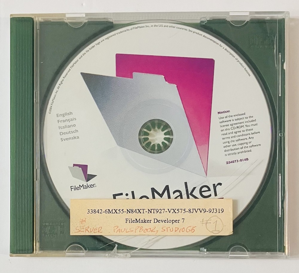 FileMaker Developer 7 Complete Box Mac PC CD Software w Manuals 2004