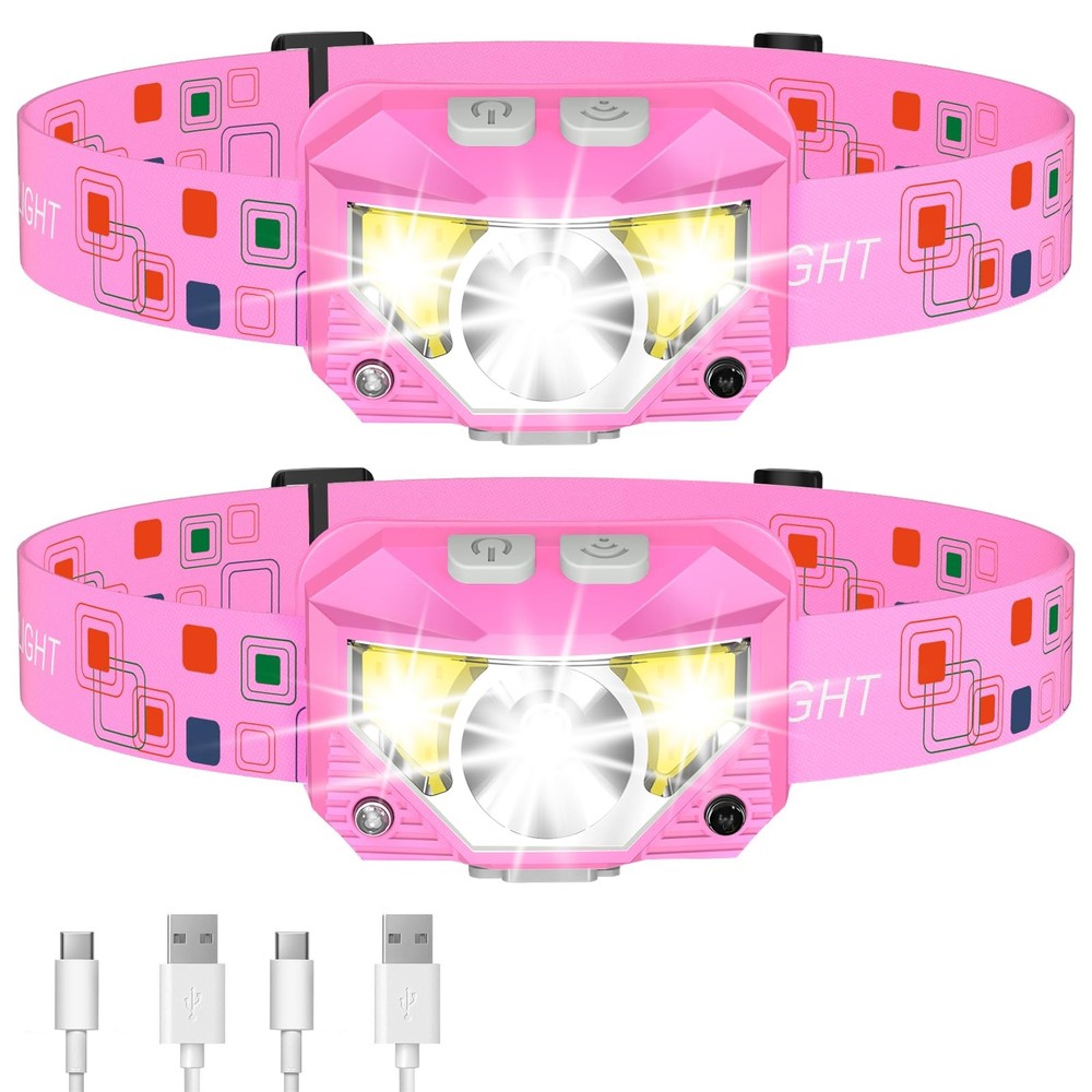 Headlamp Flashlight, High Lumen Bright LED Rechargeable Headlight with White ...