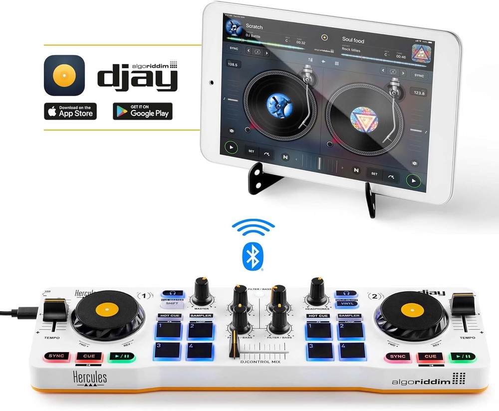 Hercules DJControl Mix Bluetooth Wireless DJ Controller 2 Decks For Smartphones