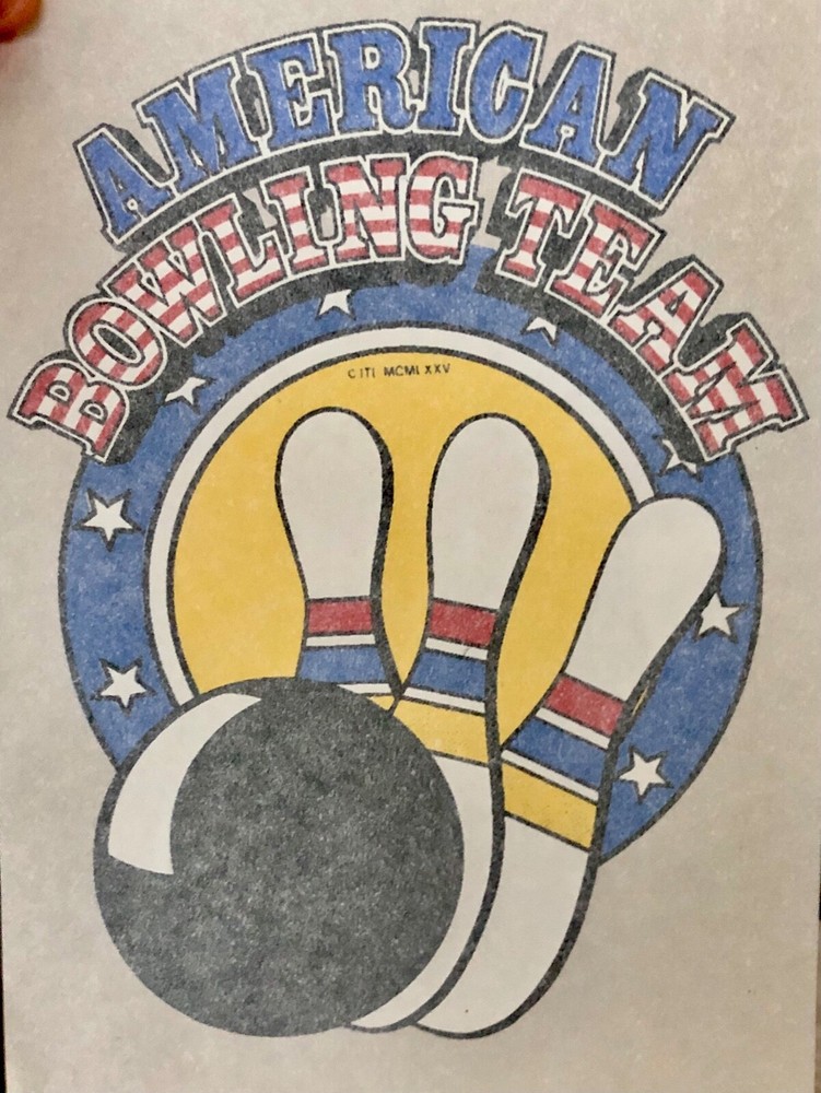Vintage 1975 Bowling American Bowling Team Iron On Transfer