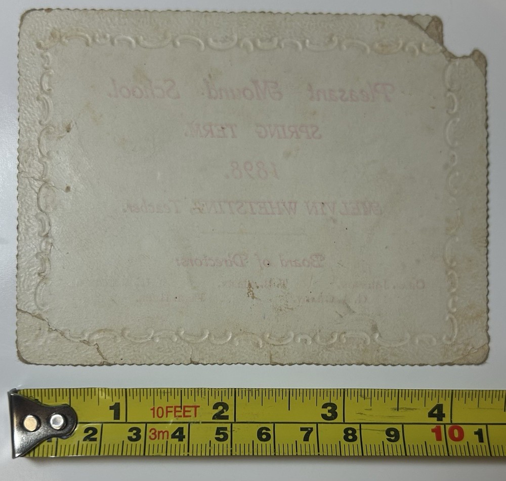 Pleasant Mound School 1898 Spring Term Info Card