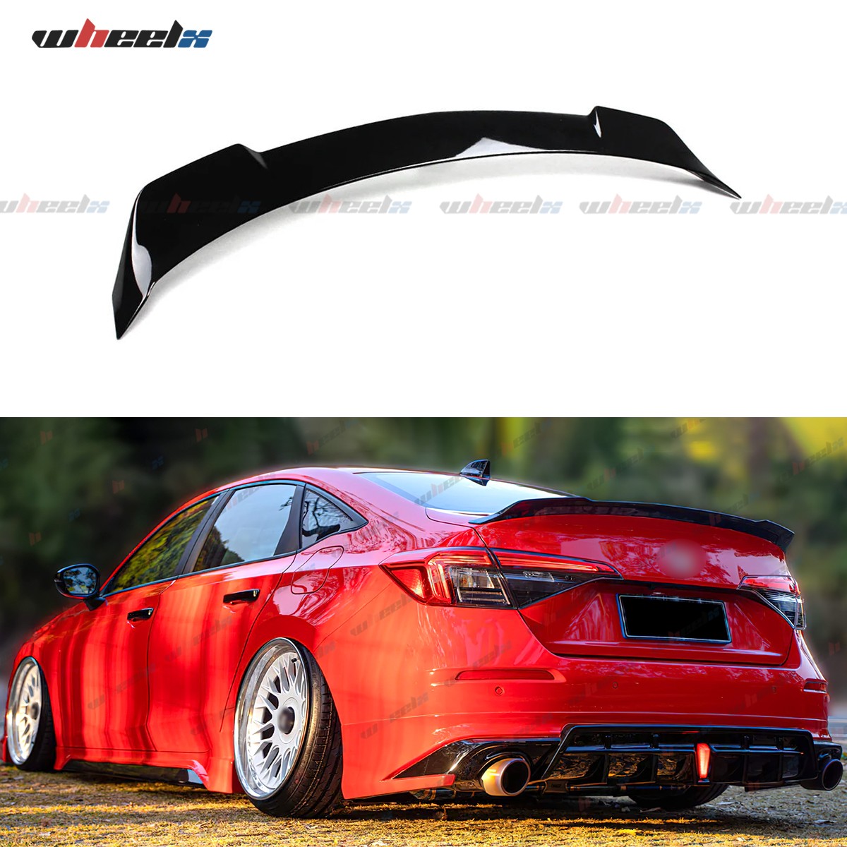 For 2022-2026 Honda Civic Yofer Gloss Black High Kick Duckbill Trunk Spoiler Lip