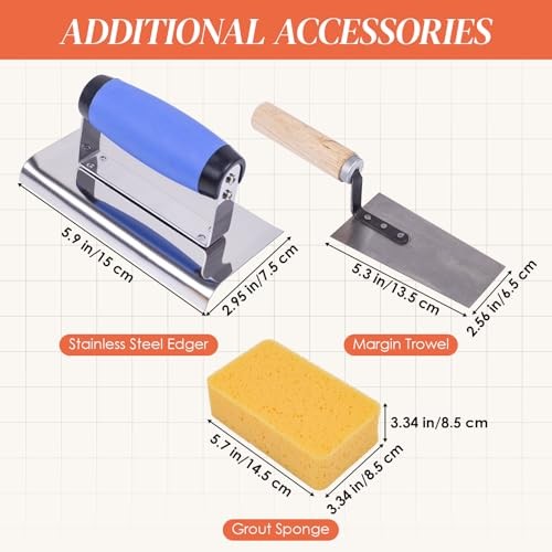 7Pcs Square Notched Tile Trowel Set,Stainless Steel Tile Tools (Notch Size: