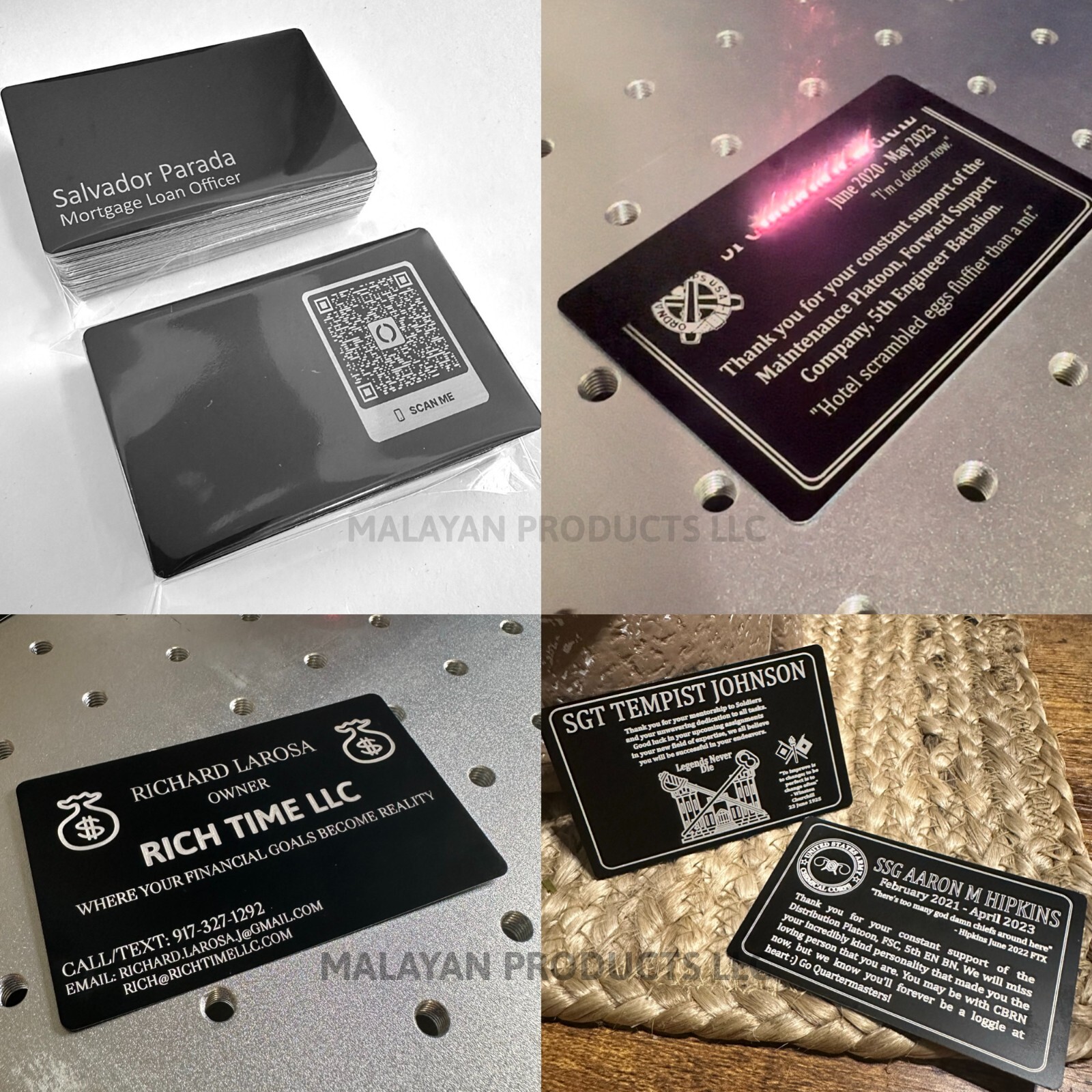 50 THICK 0.5mm Blank Metal Business Cards Anodized Aluminum, Laser & sublimation