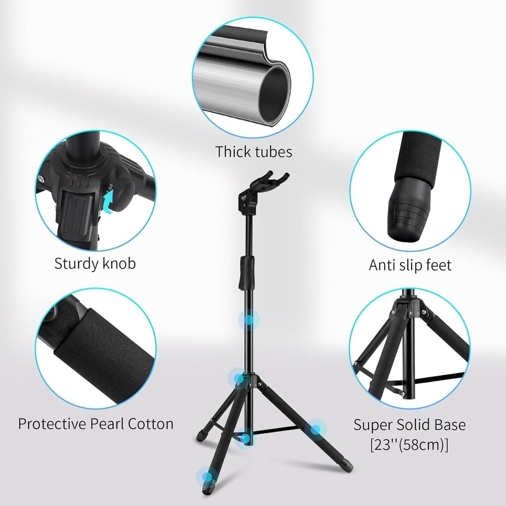 Guitar Stand - Heavy Duty Auto-Lock, Adjustable & Foldable for Acoustic/Elect...