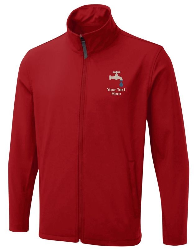 Personalised Embroidered Soft Shell Jacket With Plumber Logo, Unisex Gift Jacket
