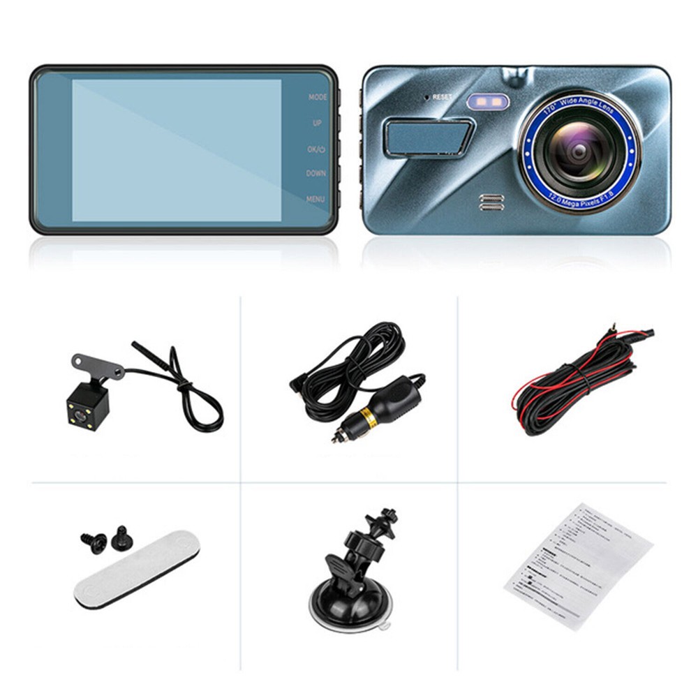 720P Dual Dash Cam Vehicle Recorder W/ Looping Function&Motion Detection Feature
