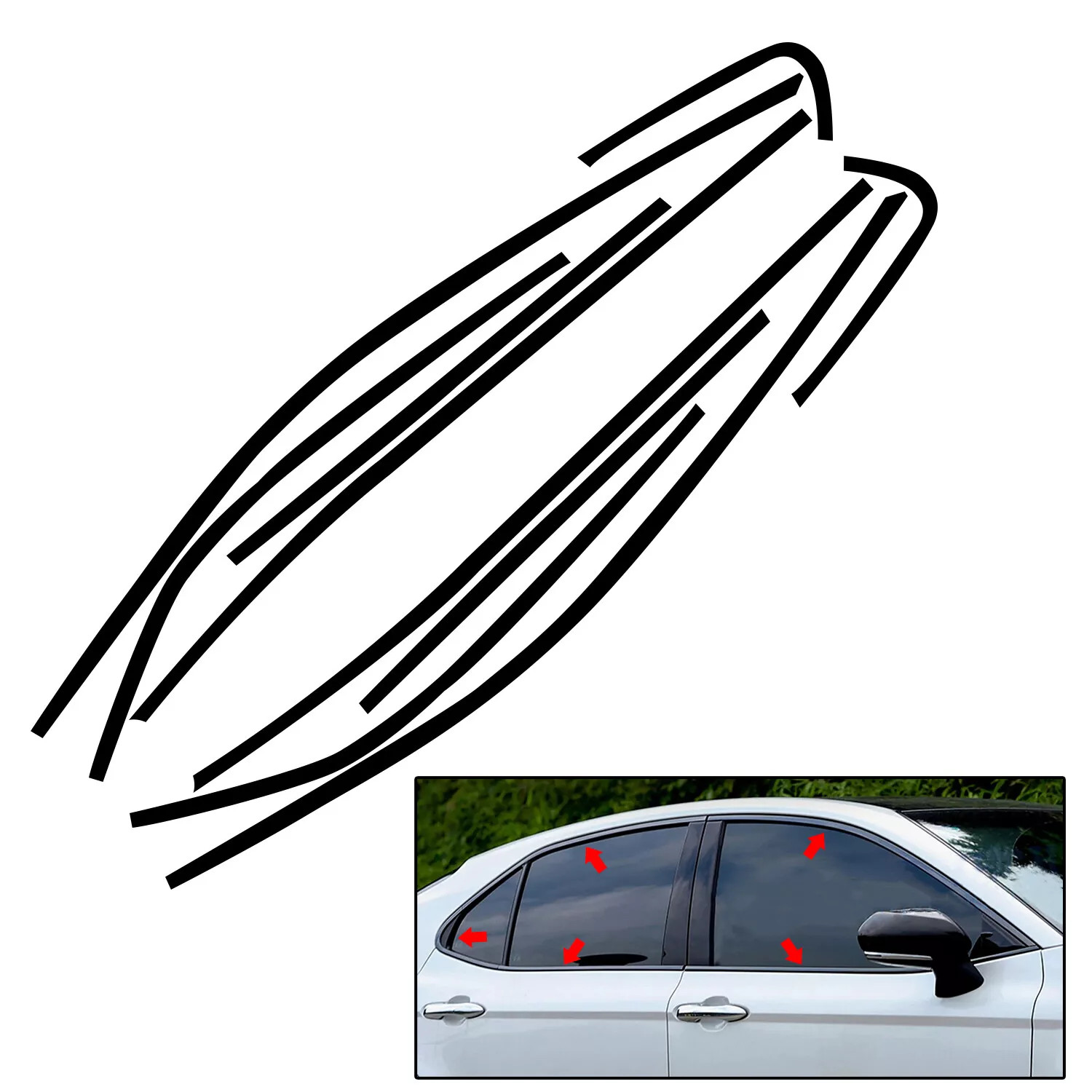 Chrome Delete Blackout Overlay for 2018-2024 Toyota Camry Window Trim