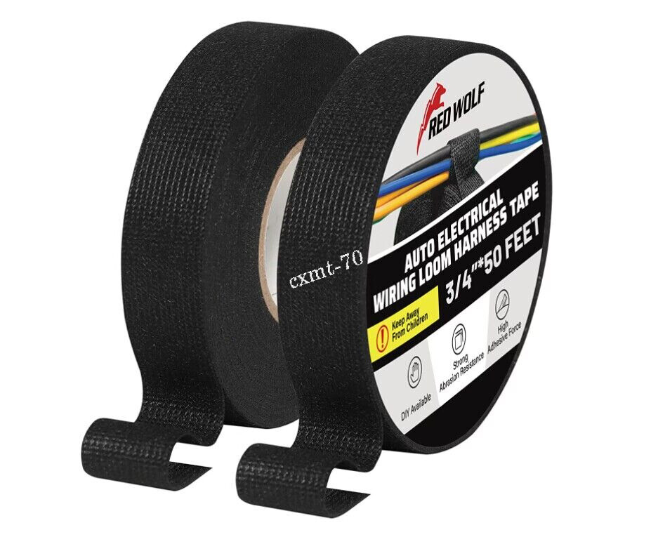 2 Rolls Wire Harness Tape Felt Cloth High Temp Electric Insulation Adhesive Tape