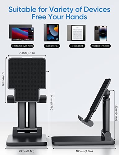 Cell Phone Stand Angle Height Adjustable Phone Holder for Desk, Foldable