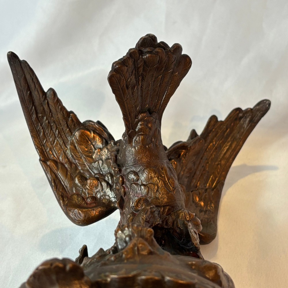 Antique Bronze Statue Eagle Clutching Rabbit