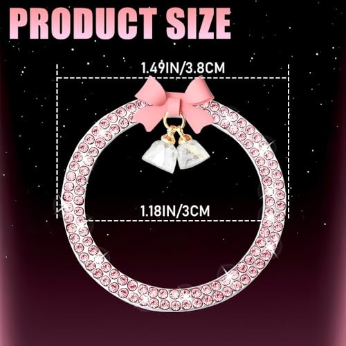 Car Push Start Button Cover Ring, Engine Start Button Cover, Cute Bow Pink