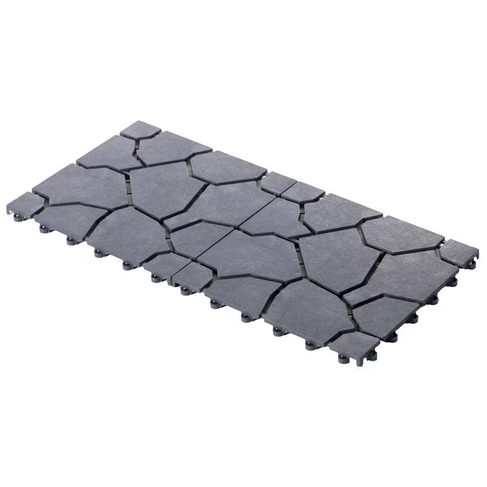 Gray Plastic Garden Path Track Interlocking Stone Look Design Pathway Tile Floor