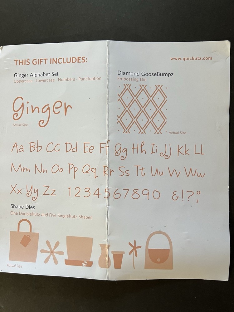 Quickutz Alphabet Bundle GINGER Upper Case, Lower Case PLUS extra 2 X2 Shapes