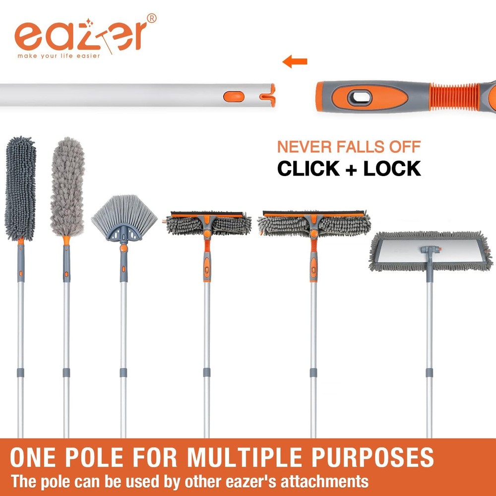 Eazer 65'' Squeegee Window Cleaner 2 in 1 Rotatable 65in, Orange