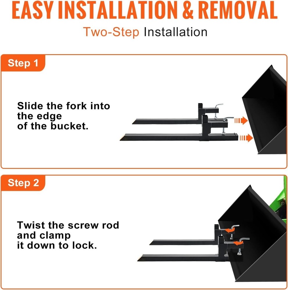 Efficient 2000lbs Capacity Forks for Tractor & Skid Steer | Easy Installation