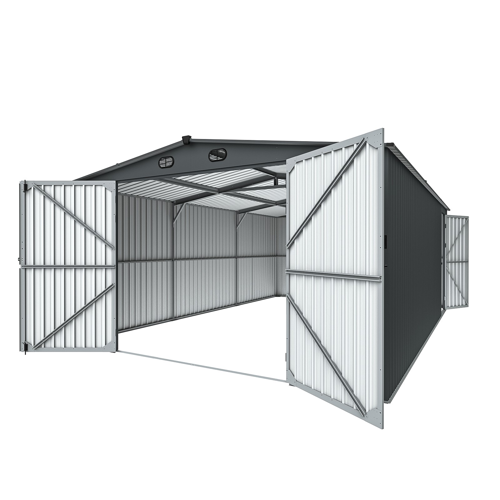 13x20FT Galvanized Metal Outdoor Storage Shed Livestock Garage Free shipping