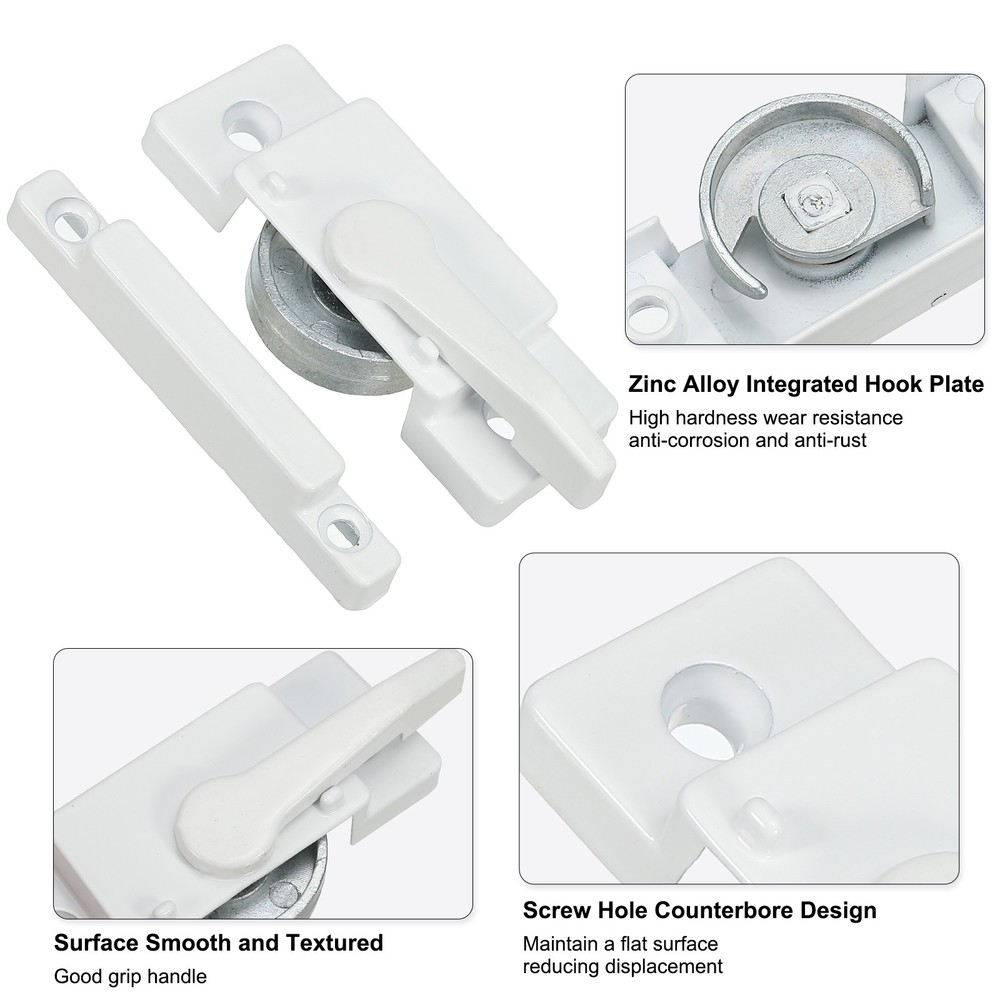 4pack Window Sash Locks Middle Hole Sliding Cam Sash Locks with Rectangle Keeper
