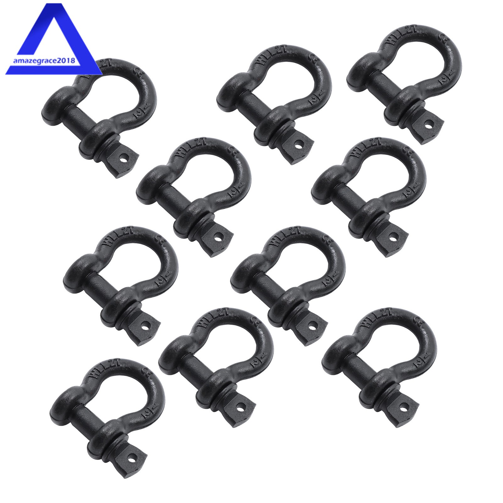 10 Pcs 1/2'' D Ring Anchor Shackles Galvanized Screw Pin Clevis Shackle WLL 2T