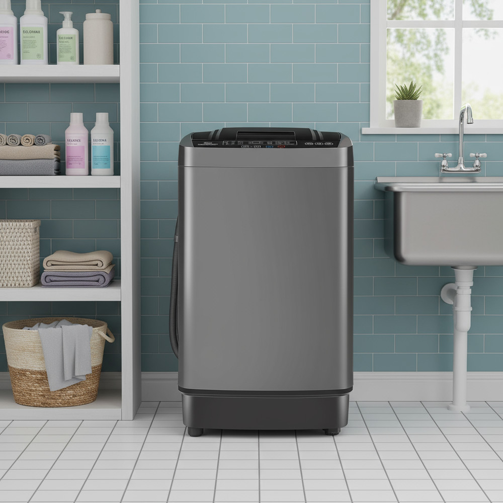 Portable Full Automatic Washing Machine 17.8lbs 10 Programs Built-in Drain Pump