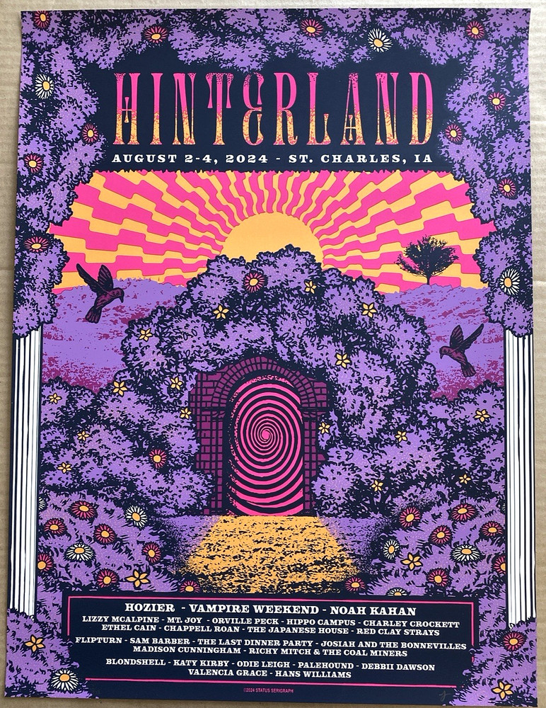 AUTHENTIC HINTERLAND FESTIVAL 2024 AP POSTER S/N Signed #/35 Noah Kahan HOZIER