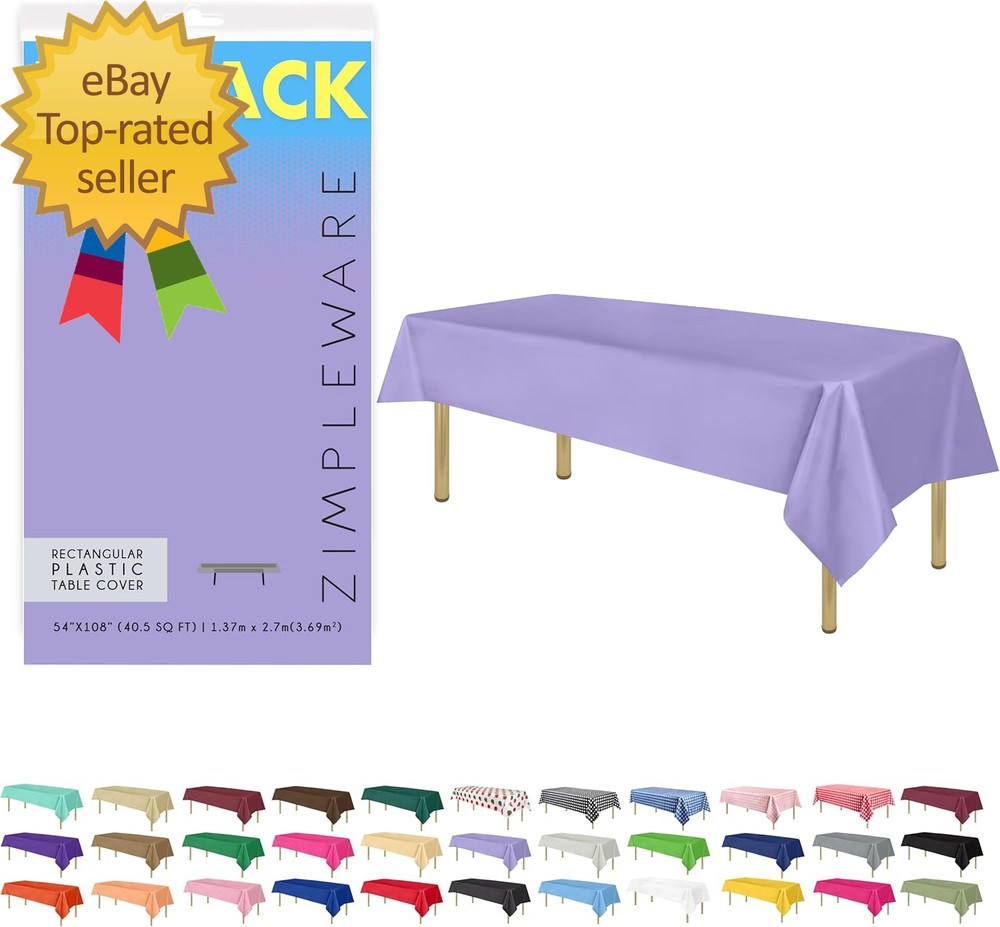 Premium Lavender Plastic Table Cloth Disposable 12 Pk Plastic Tablecloths