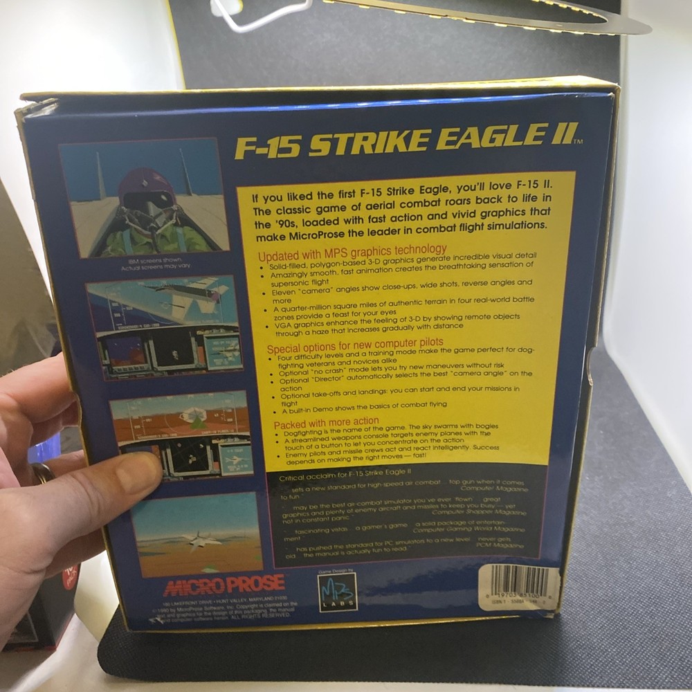 Microprose Classics F15 Strike Eagle II Vintage Software 3 1/2" Disk EUC