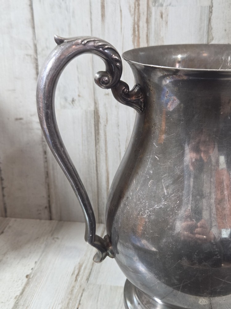 Vintage Crescent Silver Plated Pitcher Natural Tarnished