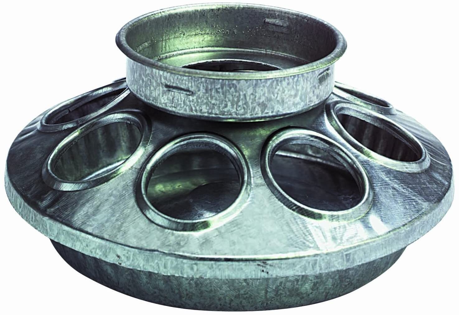 Little Giant Chick Feeder Galvanized Steel Mason Jar Base Eight Feeding Holes