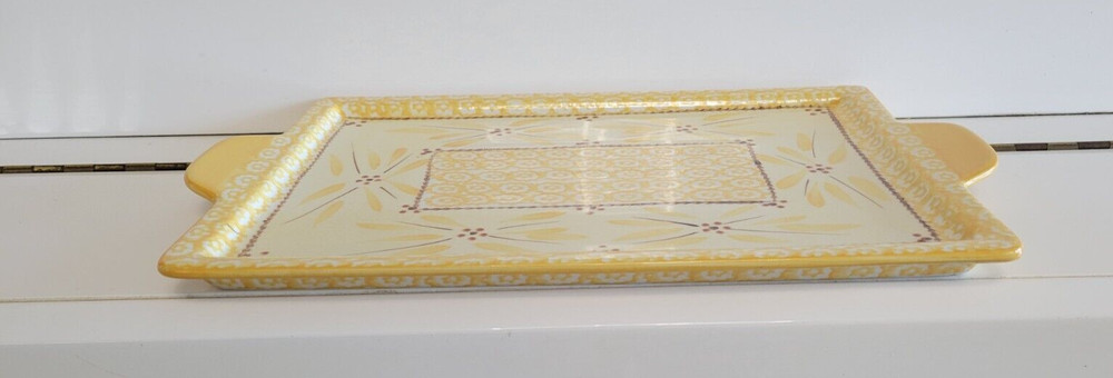 Temptations by Tara YELLOW Florals Rectangular Serving Platter 15.5 By 9.5 Inch