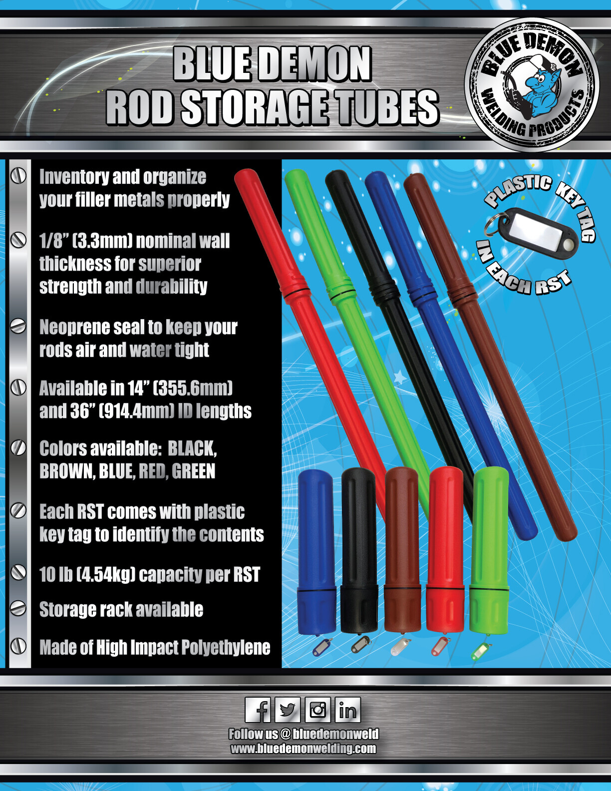 Rod Storage Tubes 36" Blue Demon 2 Packs (green)
