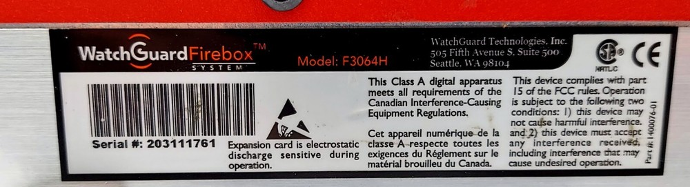 WatchGuard Firebox 1000 F3064H Network Security