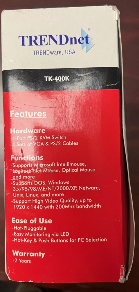 TRENDnet TK-400 4-Port KVM Switch Kit 1 Pc
