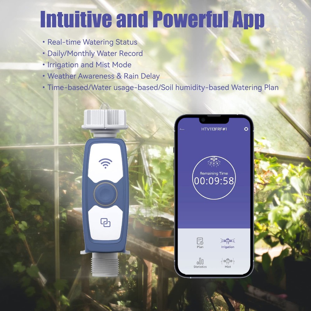 WiFi Water Timer, Smart Hose Timer with Water Usage-Based and Soil Moisture-B...
