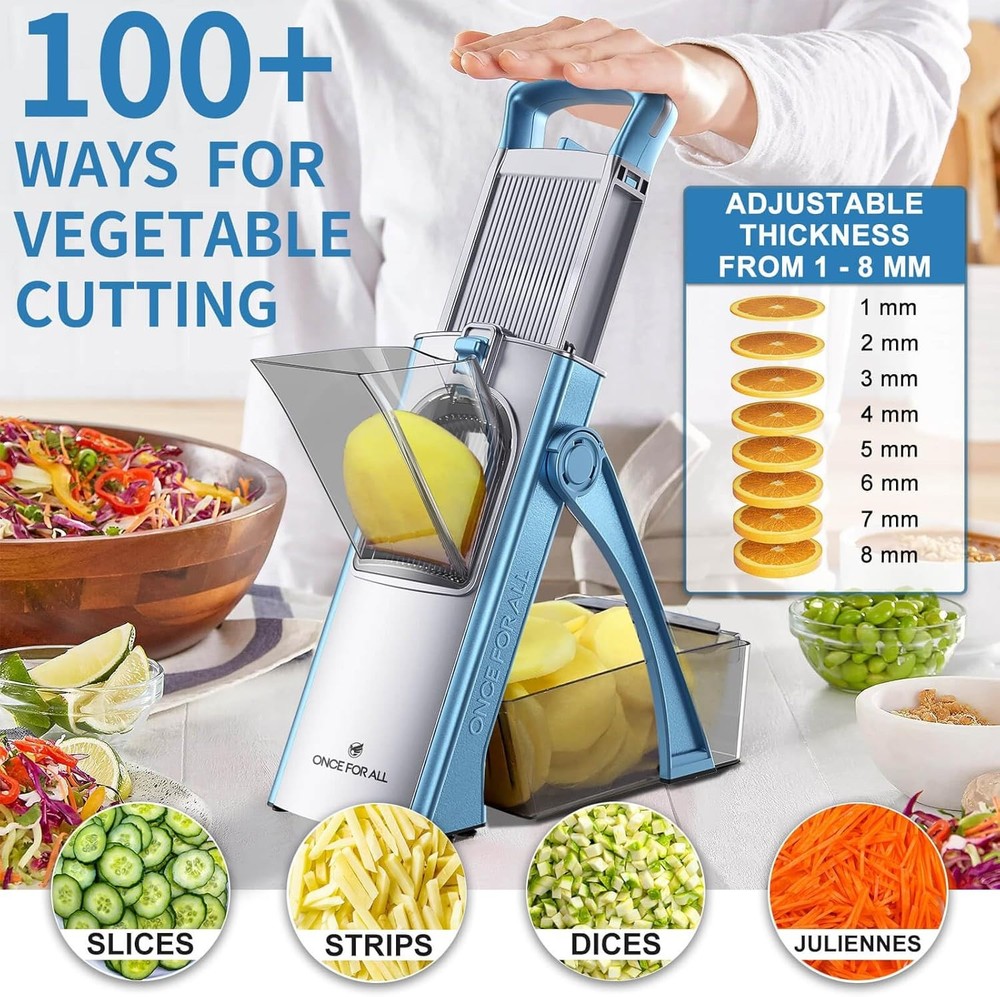 ONCE for ALL Upgrade Safe Mandoline Slicer Plus, Biger Size, Adjustable Vegetabl