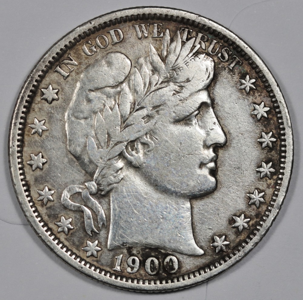 1900-o Barber Half.  VF-XF.   205203