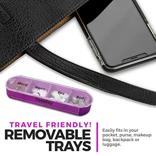Stackable Pill Box Organizer 7 Day 4-Times A Day Weekly Medicine Dispenser