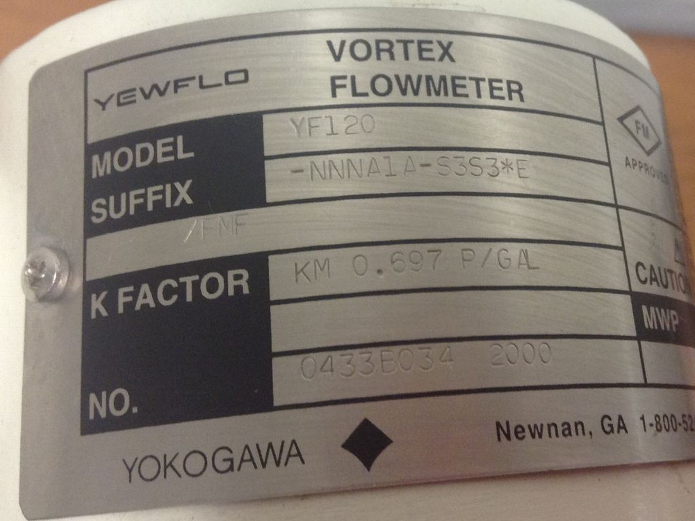 Yokogawa - Model #YF120 - Yewflo Vortex Flowmeter / Element- NEW