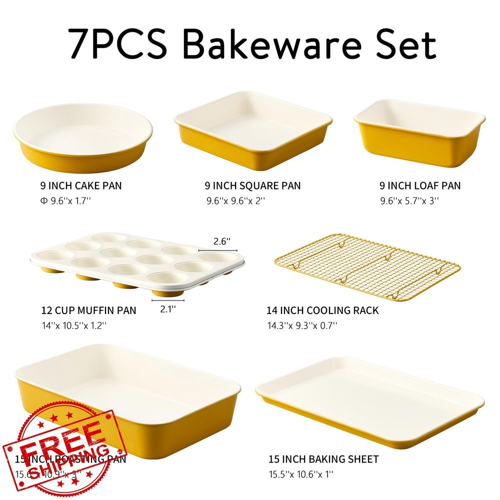 CAROTE 7pc Ceramic Bakeware Set Nonstick Toxin-Free