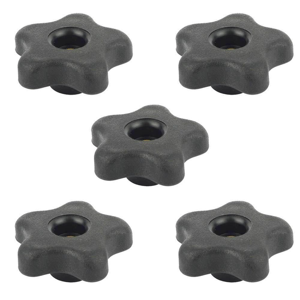 Plastic 5 Star Go Thru Jig Knobs 3/8 x 16 Metal Threaded (5 Pack)