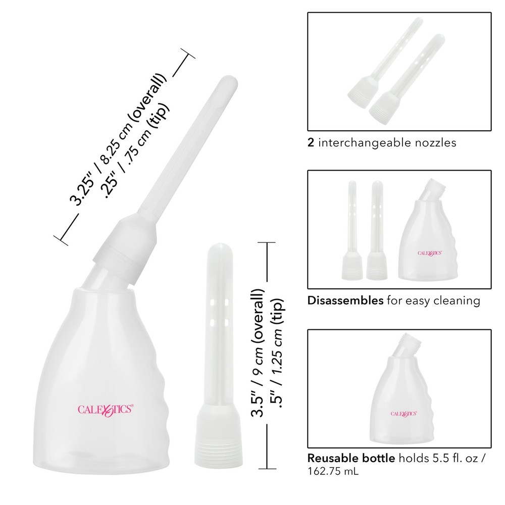 CalExotics Ultimate Douche - Clear Reusable System w/ 2 Nozzles - 5.4oz