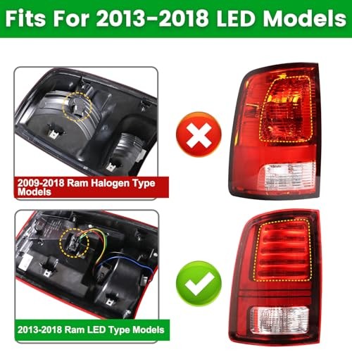 LED Tail Lights Compatible with 2013-2018 Ram 1500,2014-2018 Left Driver Side