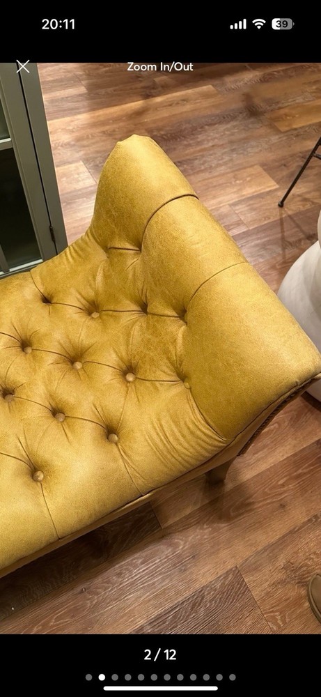 Uttermost Henning Mustard Yellow Tufted Bench