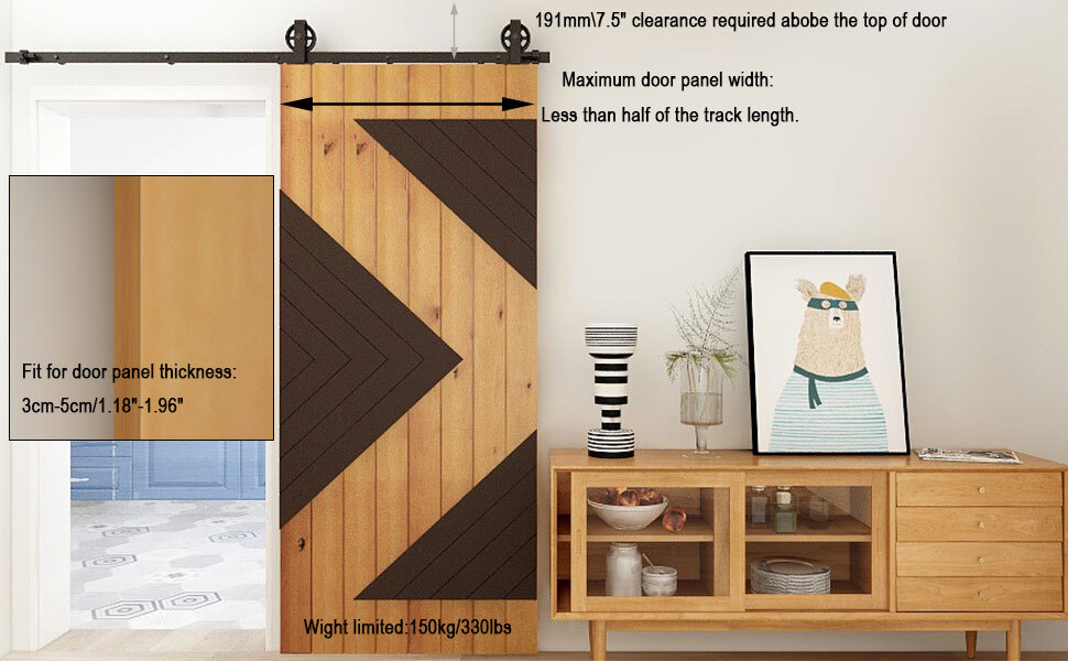 4-12FT Sliding Barn Door Hardware Kit Single Double Doors Medium Wheel RollerKit